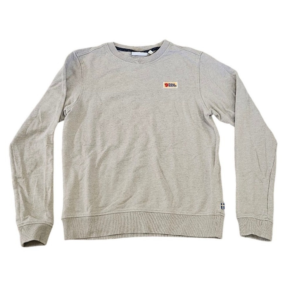 Fjallraven Vardag Gray Cotton Logo Crewneck Sweatshirt Womens Small Pullover